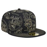 Men's New Era Black San Diego Padres 59FIFTY Day Allover Fitted Hat