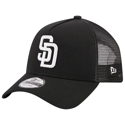 Casquette réglable New Era San Diego Padres A-Frame 9FORTY Trucker noire pour homme