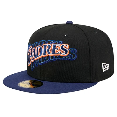 Casquette ajustée 59FIFTY Shadow Stitch noire New Era pour homme avec logo San Diego Padres