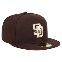 Men's New Era Brown San Diego Padres Checkered Undervisor 59FIFTY Fitted Hat