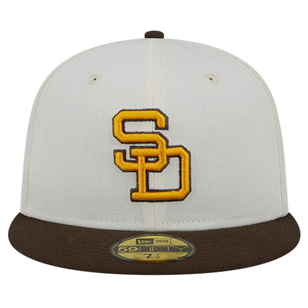 Men's New Era Cream San Diego Padres Cooperstown Collection Chrome 59FIFTY Fitted Hat