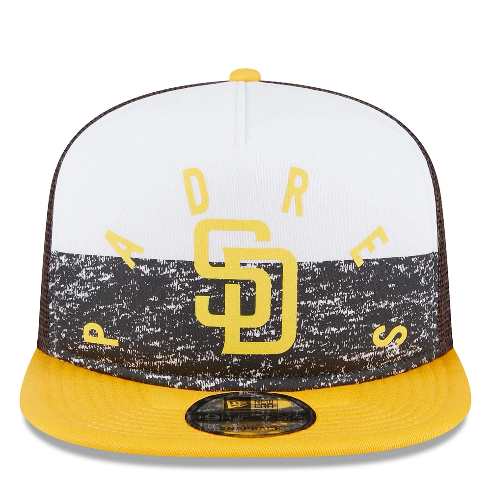 Men's New Era White/Gold San Diego Padres Team Foam Front A-Frame Trucker 9FIFTY Snapback Hat