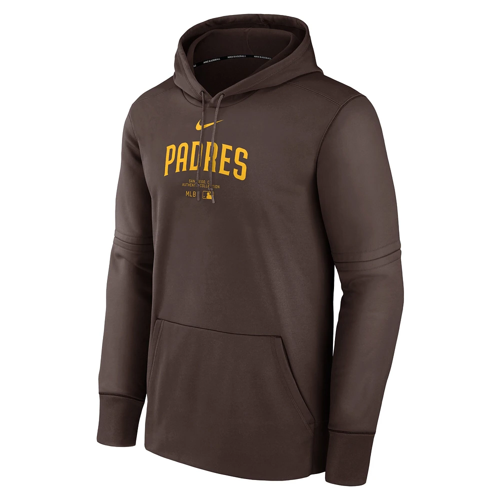 Men's Nike Brown San Diego Padres Authentic Collection Performance Pullover Hoodie