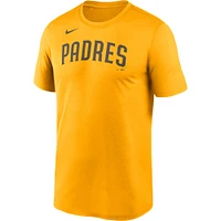 T-shirt grande taille et or Nike San Diego Padres Wordmark Legend Performance pour homme