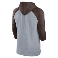 Men's Nike Heather Gray/Heather Charcoal San Diego Padres Baseball Raglan 3/4-Sleeve Pullover Hoodie