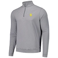 Men's Peter Millar Black San Diego Padres Perth Sugar Stripe Performance Quarter-Zip Top