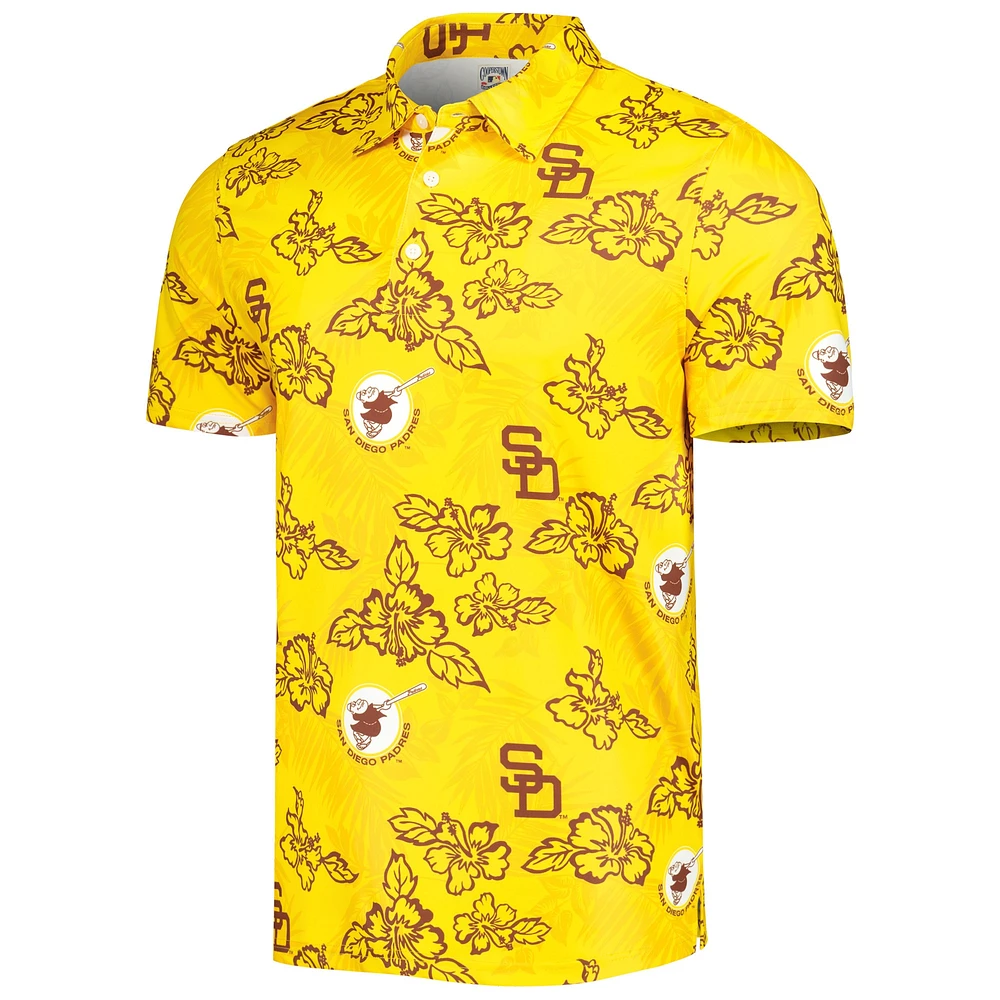 Men's Reyn Spooner Gold San Diego Padres Cooperstown Collection Puamana Print Polo