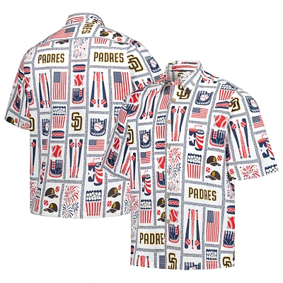 Chemise boutonnée Reyn Spooner pour homme, blanche, San Diego Padres Americana