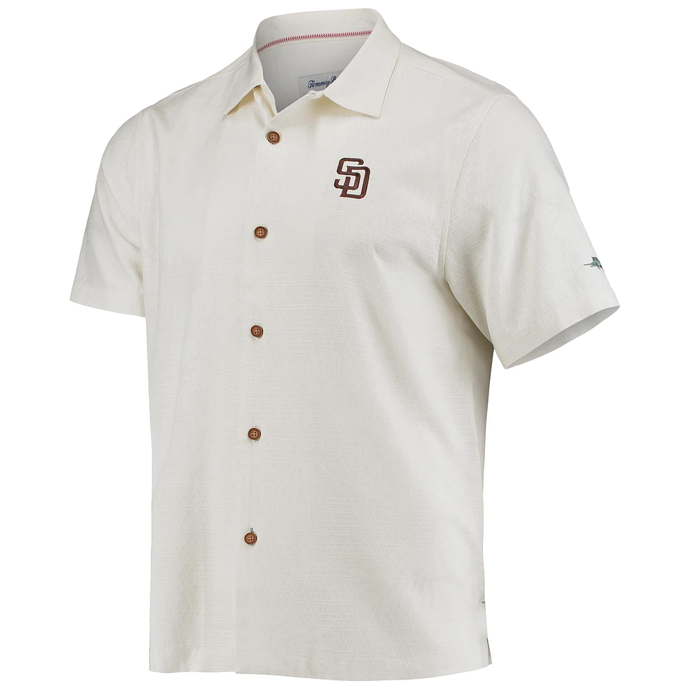 Chemise boutonnée pour homme Tommy Bahama Cream San Diego Padres Baseball Camp