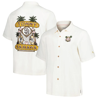 Chemise de camp boutonnée Paradiso du lanceur Tommy Bahama San Diego Padres blanche pour hommes