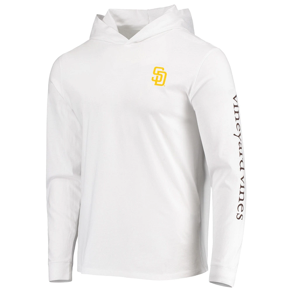 Men's Vineyard Vines White San Diego Padres Logo Hoodie Long Sleeve T-Shirt