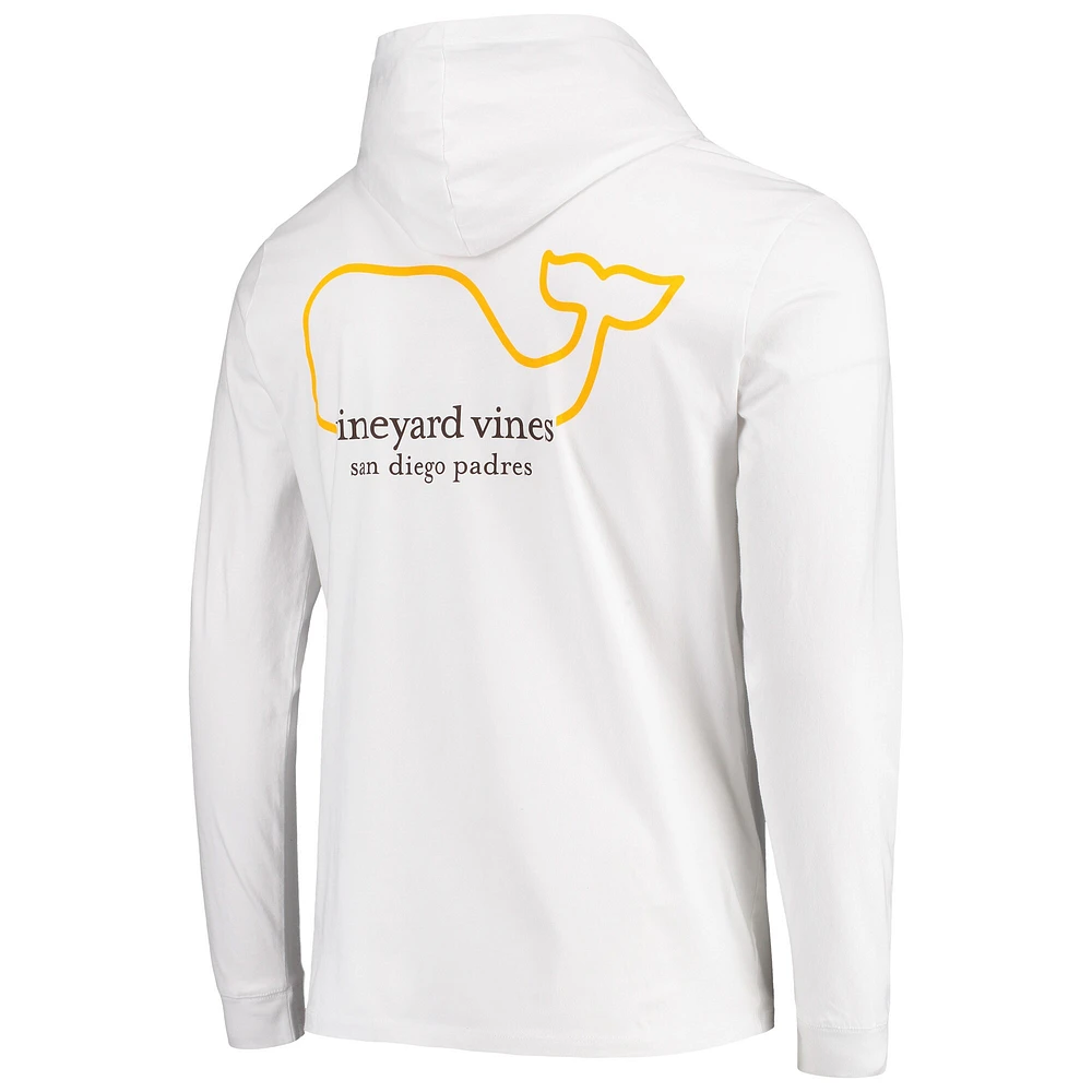 Men's Vineyard Vines White San Diego Padres Logo Hoodie Long Sleeve T-Shirt