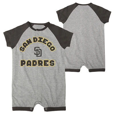 Nouveau-né et nourrisson gris chiné San Diego Padres Extra Base Hit Raglan Full-Snap Barboteuse