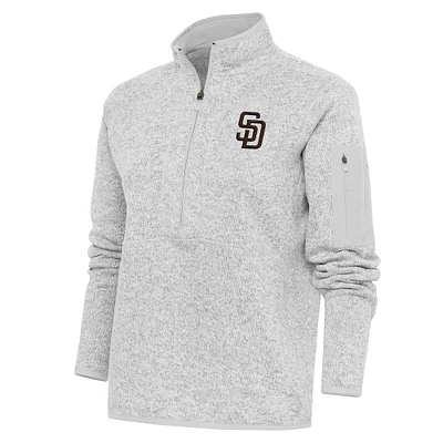 Veste à enfiler zippée quart de tour avec logo Fortune des Padres San Diego pour femme, gris chiné, Antigua