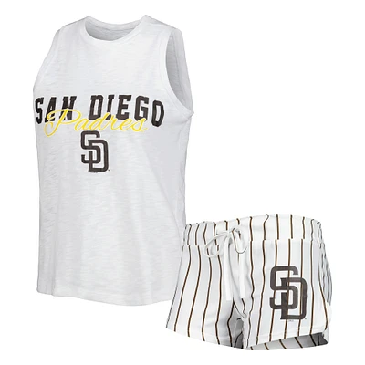 Concepts Sport Ensemble de nuit avec débardeur et short à fines rayures San Diego Padres Reel pour femme