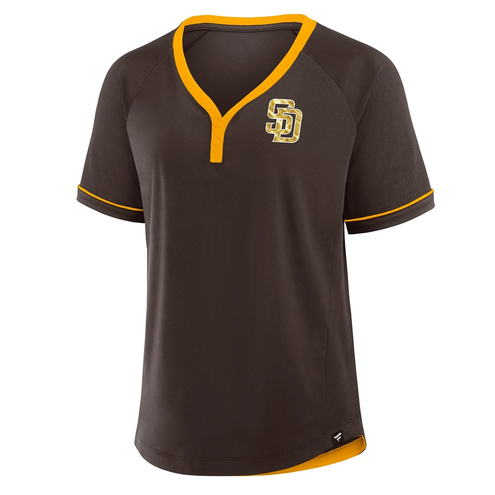Women's Fanatics Brown San Diego Padres League Diva Star Raglan V-Neck T-Shirt