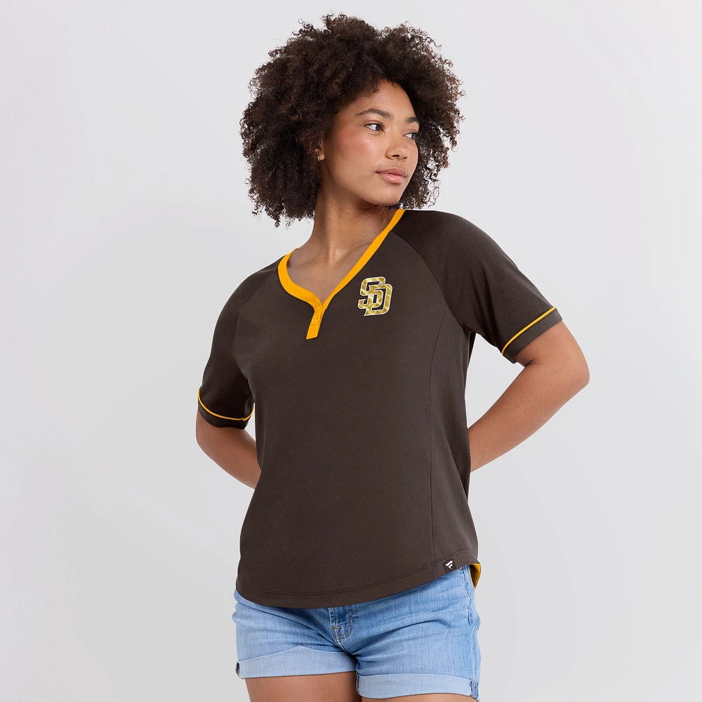 Women's Fanatics Brown San Diego Padres League Diva Star Raglan V-Neck T-Shirt