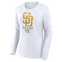 T-shirt léger à manches longues et coupe ajustée pour femme Fanatics White San Diego Padres