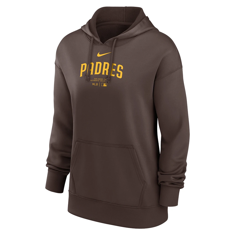 Women's Nike Brown San Diego Padres Authentic Collection Performance Pullover Hoodie
