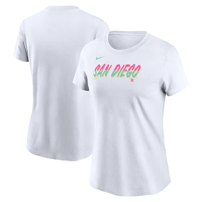 T-shirt Nike blanc avec logo San Diego Padres City Connect pour femme