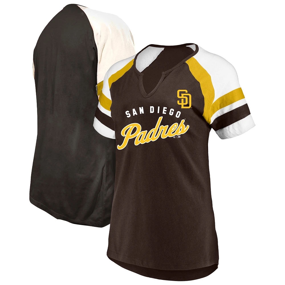 Women's Profile Brown San Diego Padres Arched Notch Neck T-Shirt