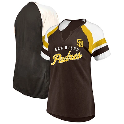 T-shirt à encolure arquée marron pour femme des Padres de San Diego