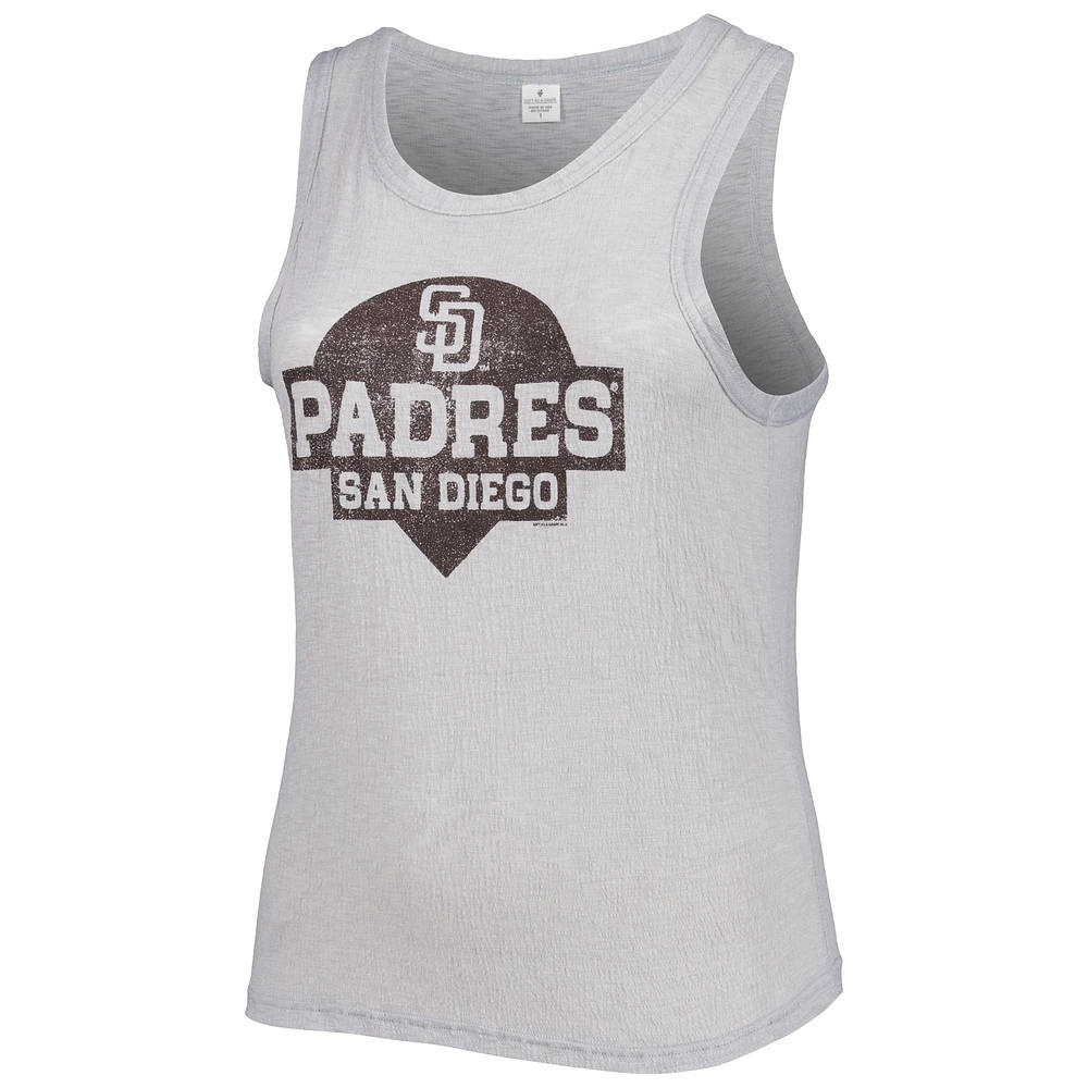 Women's Soft as a Grape Gray San Diego Padres Plus High Neck Tri-Blend Tank Top