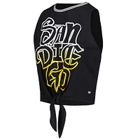 Women's The Wild Collective Black San Diego Padres Twisted Tie Front Tank Top