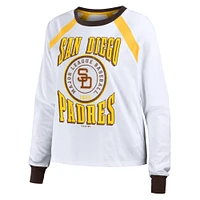Women's WEAR by Erin Andrews White San Diego Padres Raglan Long Sleeve T-Shirt