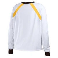 Women's WEAR by Erin Andrews White San Diego Padres Raglan Long Sleeve T-Shirt