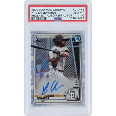 Xavier Edwards San Diego Padres Autographié 2020 Bowman Chrome 1er Bowman Refractor #CPA-XE #388/499 PSA Authentifié 10 Carte