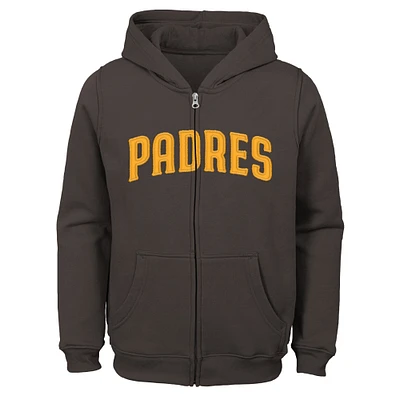 Sweat à capuche en polaire entièrement zippé marron pour jeunes des San Diego Padres