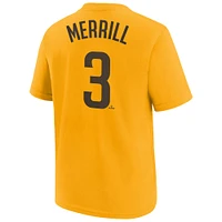 Youth Nike Jackson Merrill Gold San Diego Padres Player Name & Number T-Shirt