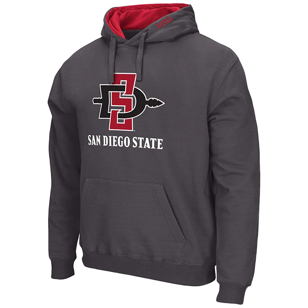 Men's Colosseum Charcoal San Diego State Aztecs Arch & Logo 3.0 Pullover Hoodie