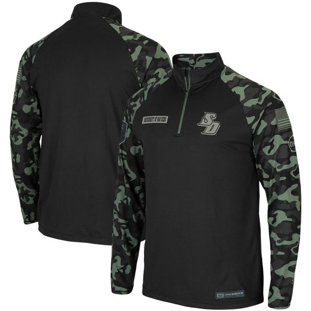 Veste homme Colosseum Black/Camo San Diego Toreros OHT Military Appreciation Take Flight Raglan Quarter-Zip Jacket