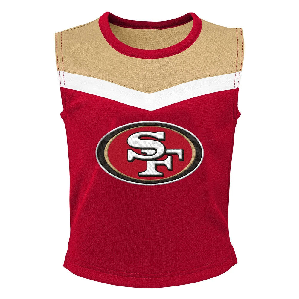 Girls Preschool Scarlet San Francisco 49ers Spirit Cheerleader Two-Piece Set with Bloomers