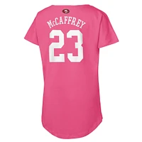 T-shirt rose pour jeunes filles Christian McCaffrey avec nom et numéro de joueur des 49ers San Francisco