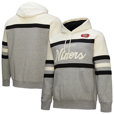 Men's Mitchell & Ness  Heather Gray San Francisco 49ers Head Coach Vintage Logo Pullover Hoodie