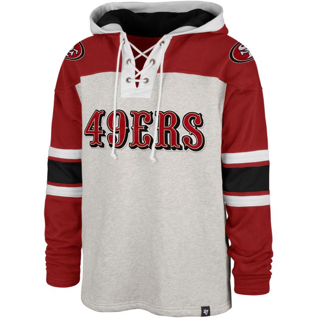 Chandail à lacets Gridiron des 49ers de San Francisco 47 gris/écarlate pour homme - capuchon