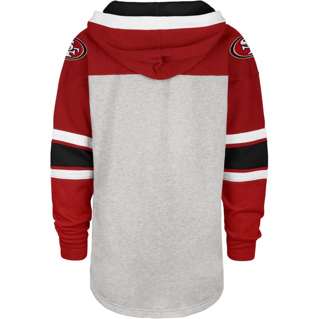 Chandail à lacets Gridiron des 49ers de San Francisco 47 gris/écarlate pour homme - capuchon