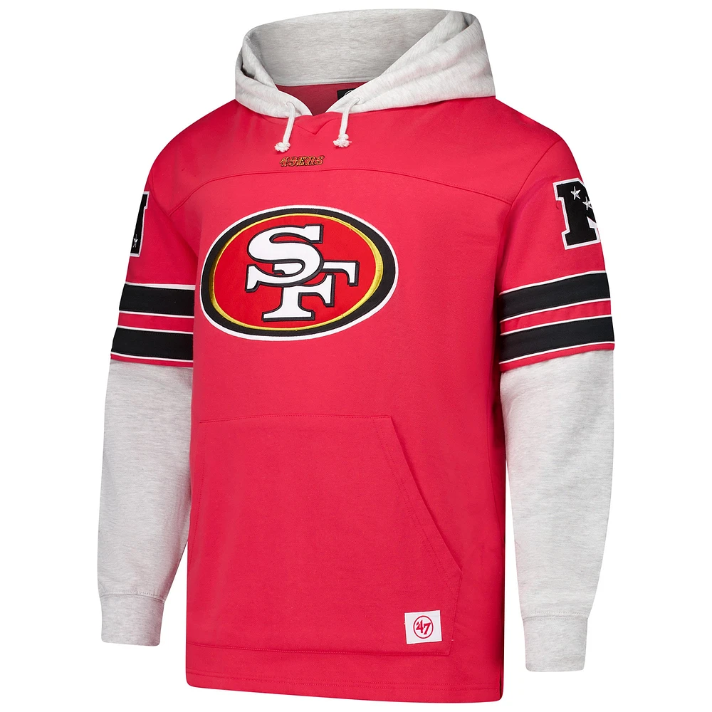 Men's '47 Scarlet San Francisco 49ers Big & Tall Lacer Pullover Hoodie