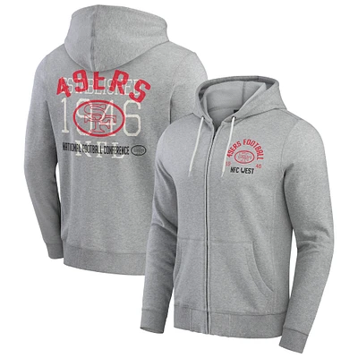 Men's Darius Rucker Collection by Fanatics Heather Gray San Francisco 49ers Vintage Stripe Full-Zip Hoodie