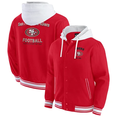 Veste à capuche boutons-pression complète pour homme de la collection Darius Rucker Fanatics Scarlet San Francisco 49ers