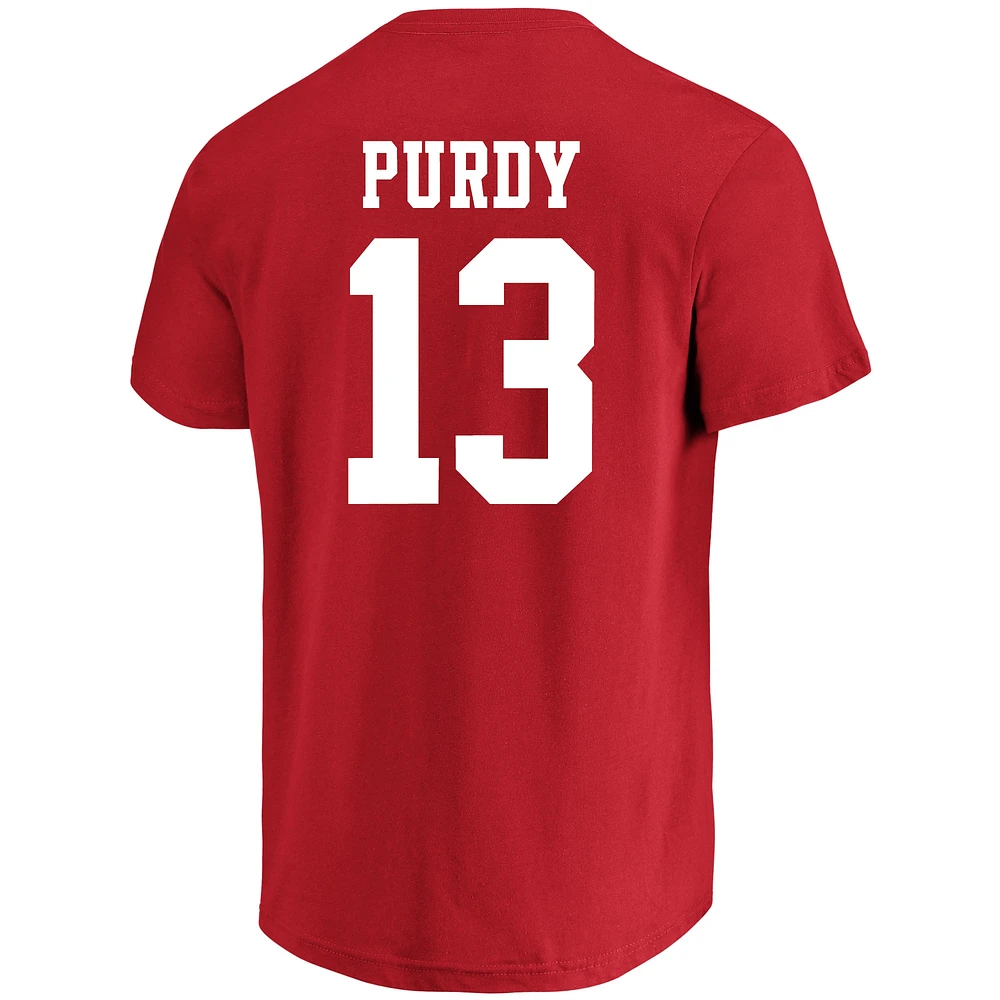 T-shirt Fanatics pour hommes Brock Purdy Scarlet San Francisco 49ers Big & Tall Player Name Number