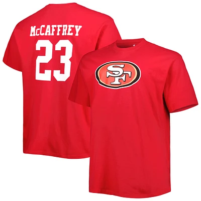 Men's Fanatics Christian McCaffrey Scarlet San Francisco 49ers Big & Tall Player Name Number T-Shirt