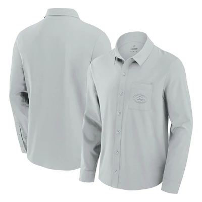 Chemise boutonnée à manches longues Fanatics pour hommes, grise, San Francisco 49ers Front Office