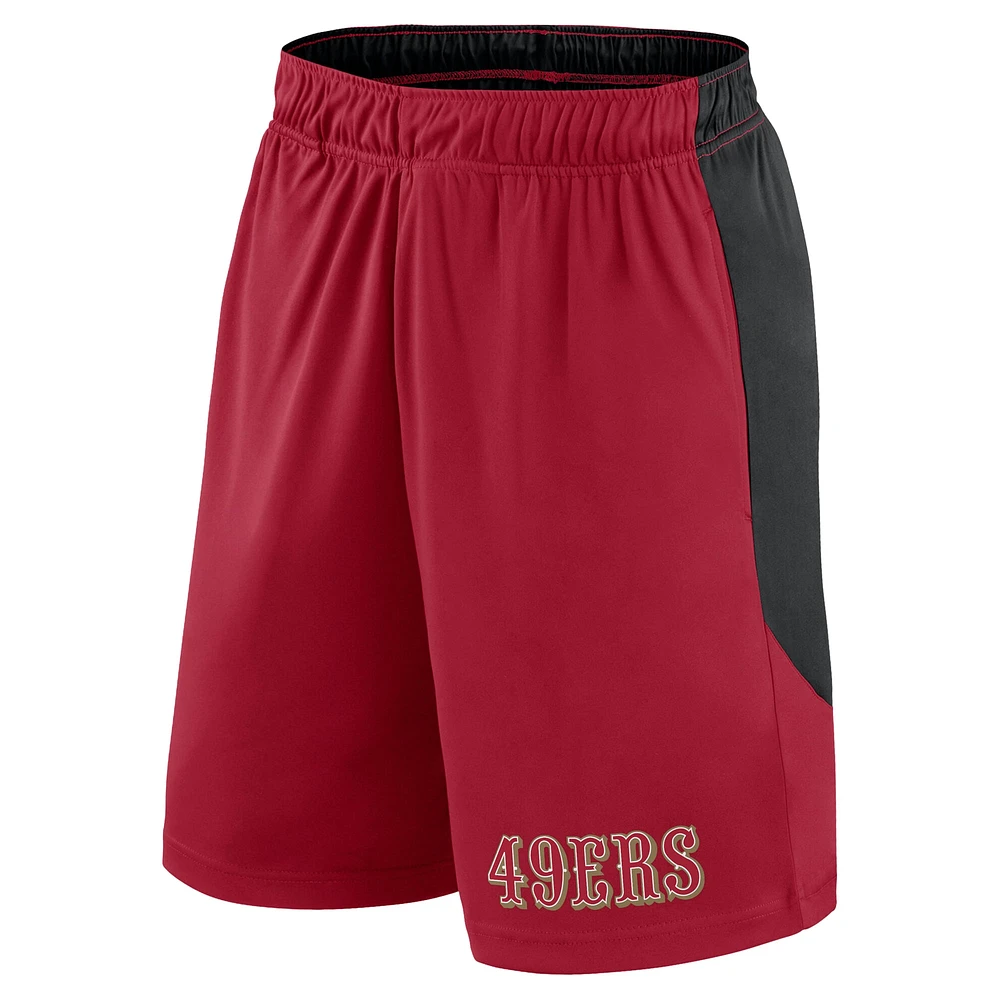 Short de lancement Fanatics pour homme, couleur écarlate/noir, taille grande et grande, San Francisco 49ers
