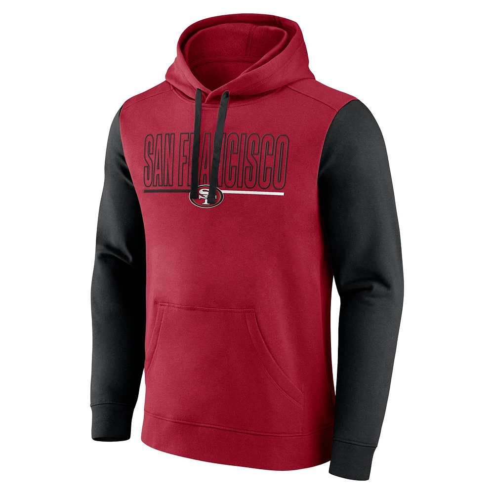 Men's Fanatics Scarlet/Black San Francisco 49ers Outline Pullover Hoodie