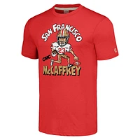 Men's Homage Christian McCaffrey Scarlet San Francisco 49ers Caricature Player Tri-Blend T-Shirt