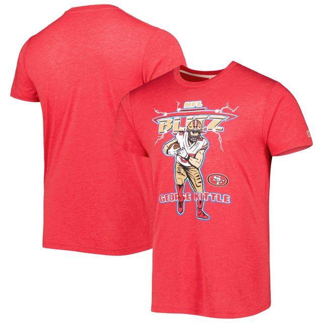 T-shirt à trois mélanges Hommage George Kittle Heathered Scarlet pour hommes San Francisco 49ers NFL Blitz Player